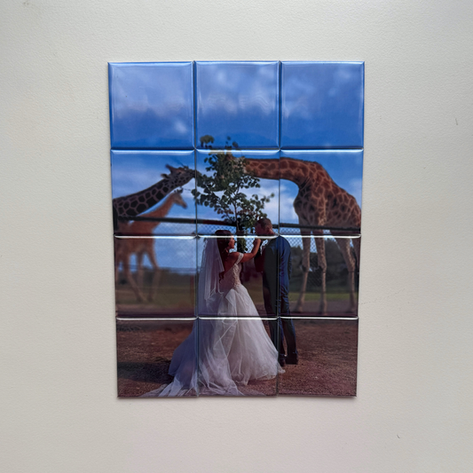 12-piece custom photo puzzle magnets handmade in Australia — personalised fridge magnet set, unique gift idea